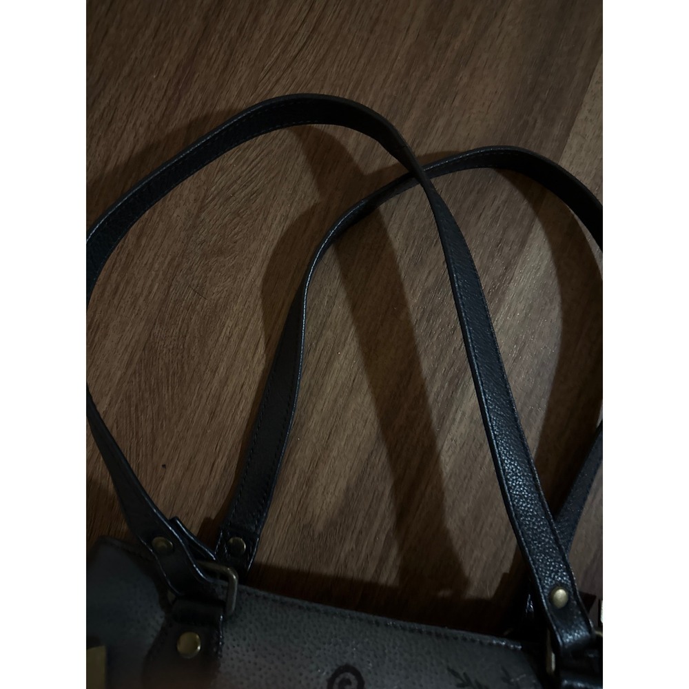 Anna Hand Painted Leather Leopard Tote Bag Gray Blue Eyes Shoulder Bag Artisan - Picture 6 of 14